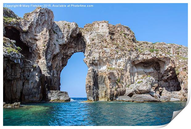  Sphacteria Rock, Bay of Navarino, Greece Print by Mary Fletcher