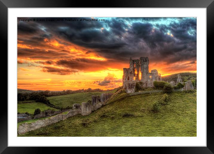  Sunset over Corfe Castle Framed Mounted Print by Glenn Cresser