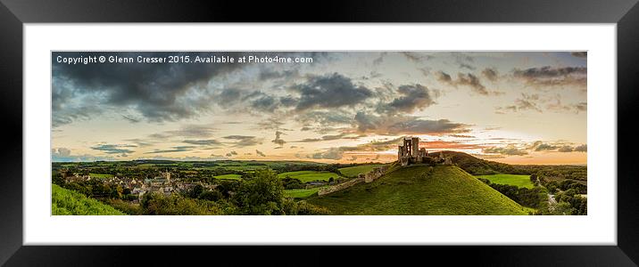  Panoramic looking over Corfe Castle Framed Mounted Print by Glenn Cresser