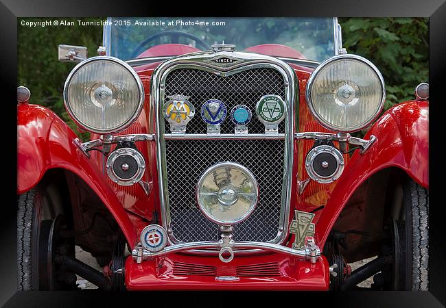  Red Singer Car Framed Print by Alan Tunnicliffe
