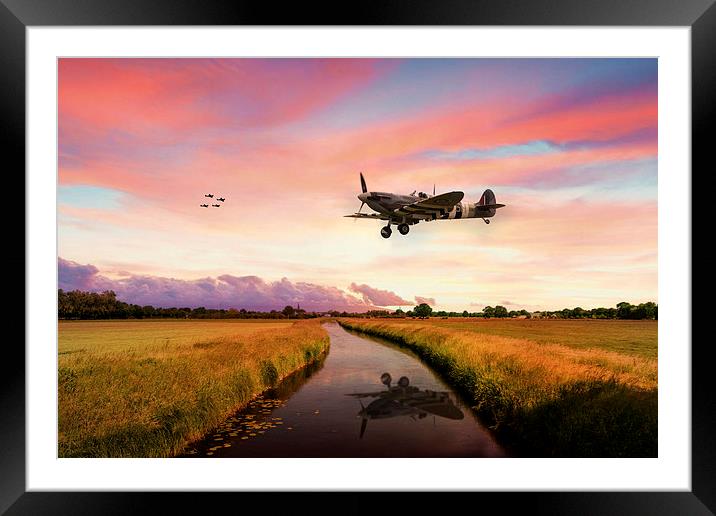 Spitfires Return Framed Mounted Print by J Biggadike
