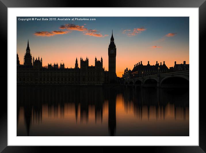  Westminster Sunset Framed Mounted Print by Paul Bate