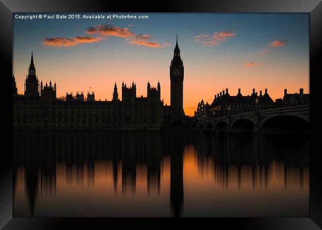  Westminster Sunset Framed Print by Paul Bate