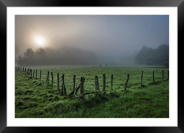  misty sunrise meadow Framed Mounted Print by Eric Fouwels