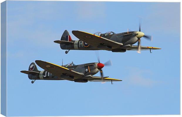 Battle of Britain Spitfire duo Canvas Print by Oxon Images