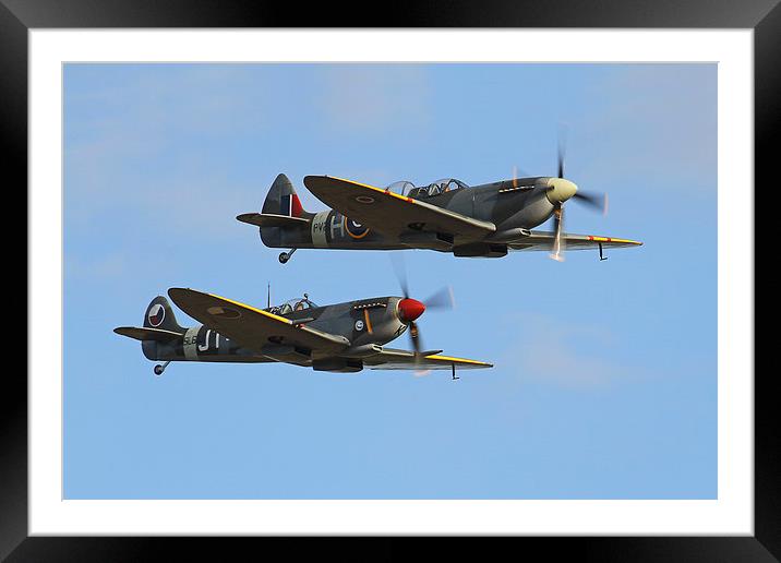 Battle of Britain Spitfire duo Framed Mounted Print by Oxon Images