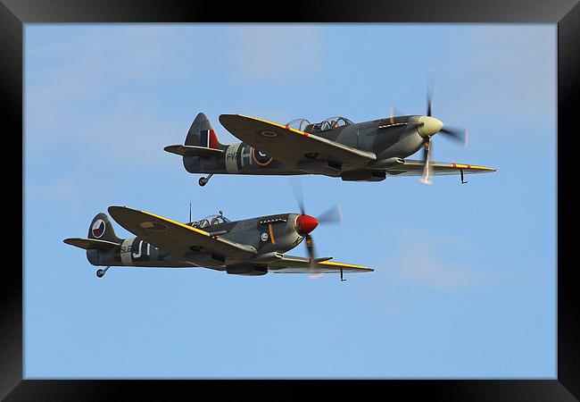 Battle of Britain Spitfire duo Framed Print by Oxon Images