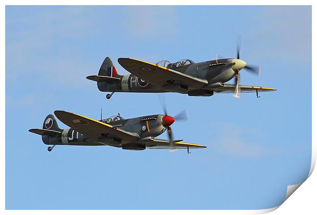 Battle of Britain Spitfire duo Print by Oxon Images