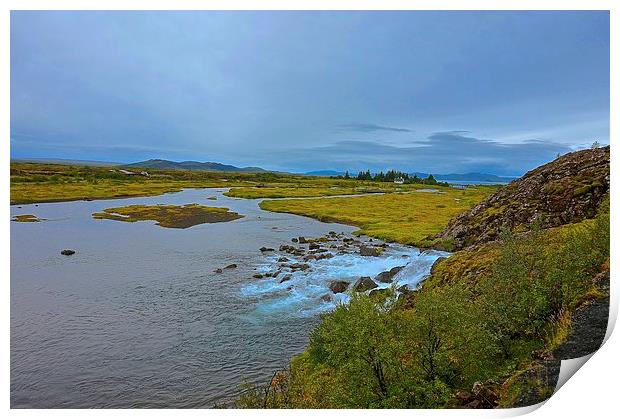 Iceland Tectonic Plates Landscape  Print by Sue Bottomley
