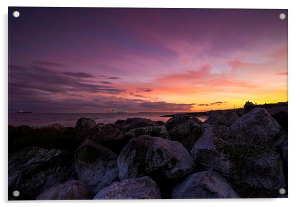  Felixstowe Sunset Acrylic by Adam Payne