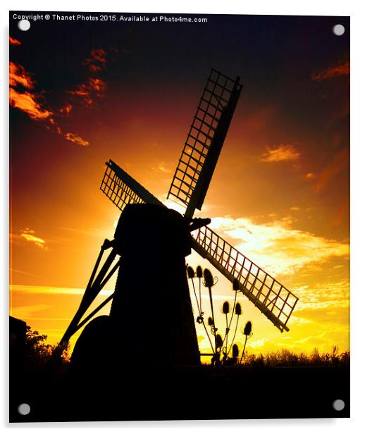  Windmill sunset Acrylic by Thanet Photos