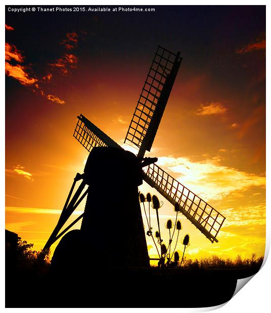  Windmill sunset Print by Thanet Photos