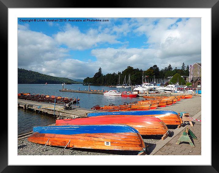  Boats at Bowness. Framed Mounted Print by Lilian Marshall