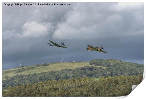  Hurricane and Spitfire Flypast  Print by Nigel Bangert
