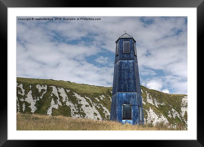 Blue Lighthouse By The Cliffs Framed Mounted Print by rawshutterbug 