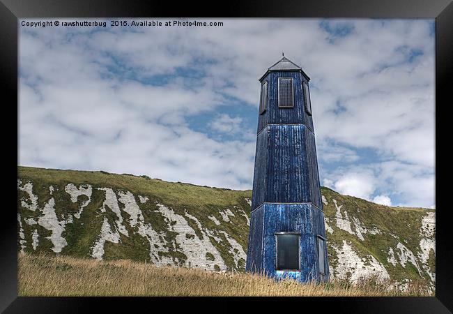 Blue Lighthouse By The Cliffs Framed Print by rawshutterbug 