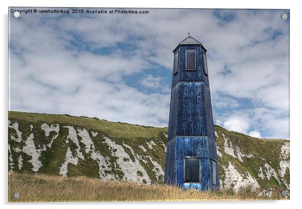 Blue Lighthouse By The Cliffs Acrylic by rawshutterbug 