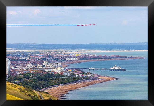  Red Arrows arrival over Eastbourne Framed Print by Oxon Images