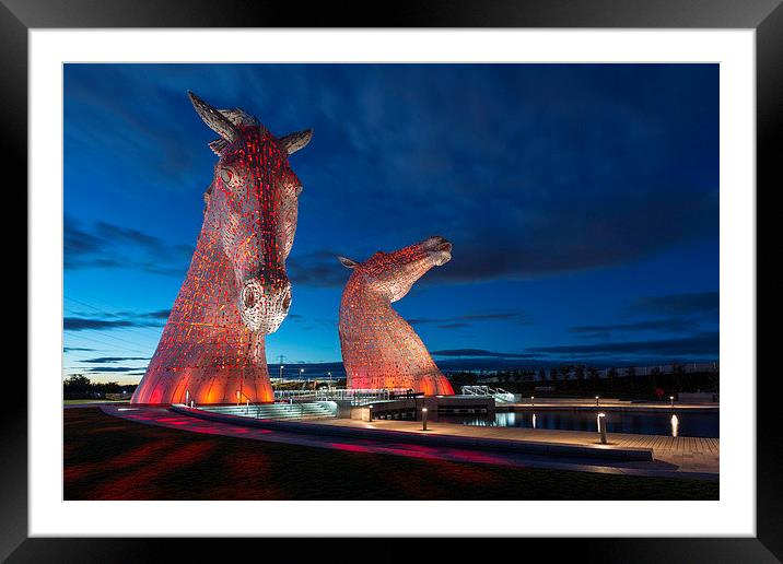  Kelpies at dusk Framed Mounted Print by Barry Maytum