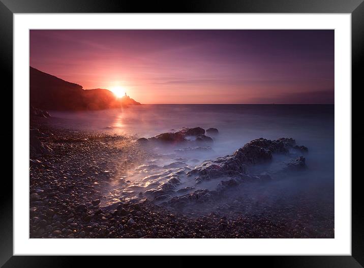  Sunrise at Bracelet Bay and Mumbles lighthouse Framed Mounted Print by Leighton Collins
