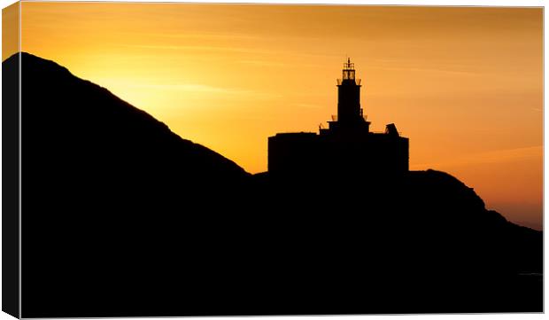  Mumbles lighthouse Swansea Canvas Print by Leighton Collins