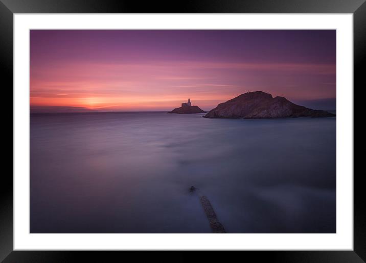  Daybreak at Mumbles lighthouse Framed Mounted Print by Leighton Collins