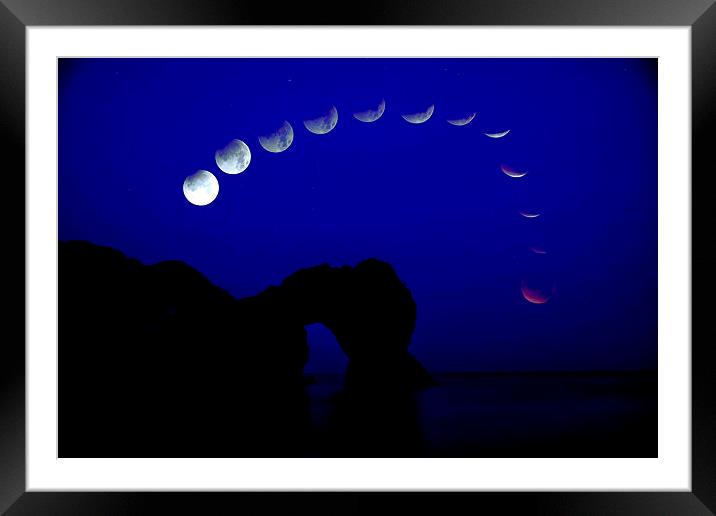  Lunar eclipse over Durdle Door by JCstudios Framed Mounted Print by JC studios LRPS ARPS