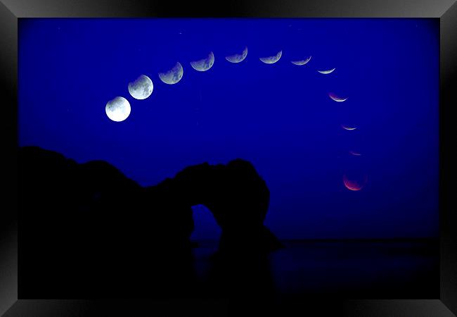  Lunar eclipse over Durdle Door by JCstudios Framed Print by JC studios LRPS ARPS