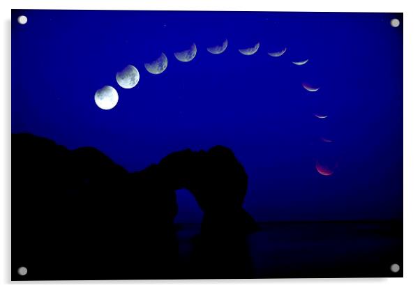  Lunar eclipse over Durdle Door by JCstudios Acrylic by JC studios LRPS ARPS