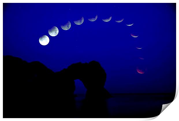  Lunar eclipse over Durdle Door by JCstudios Print by JC studios LRPS ARPS