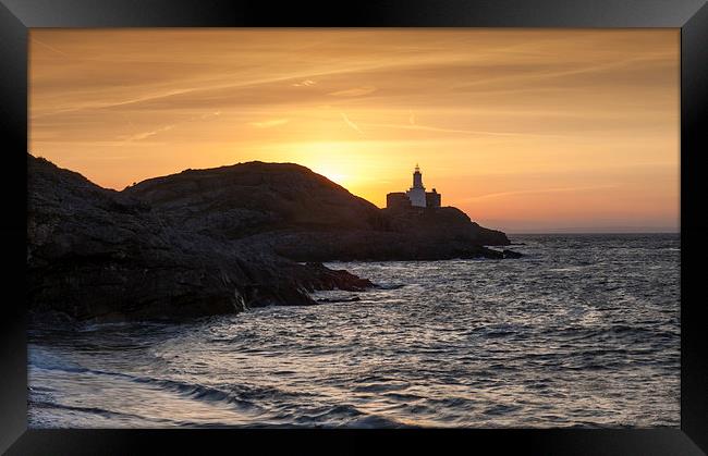  Mumbles lighthouse at dawn Framed Print by Leighton Collins
