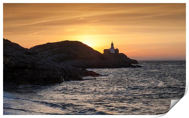  Mumbles lighthouse at dawn Print by Leighton Collins