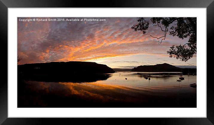  Sunrise colour over Loch Portree. Framed Mounted Print by Richard Smith