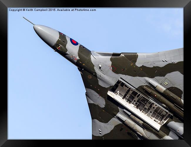  Vulcan XH558 - names in the bomb bay Framed Print by Keith Campbell