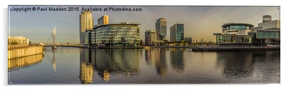 Manchester Media City Panorama Acrylic by Paul Madden