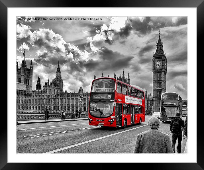  London Red Bus Framed Mounted Print by Jason Connolly