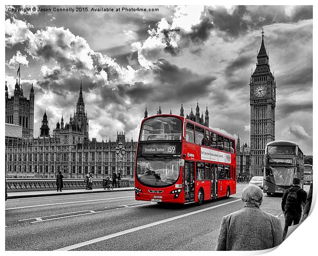  London Red Bus Print by Jason Connolly