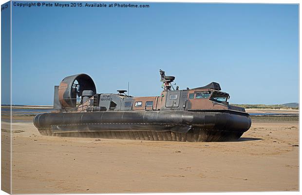  Royal Marines Hovercraft at Instow Beach  Canvas Print by Pete Moyes