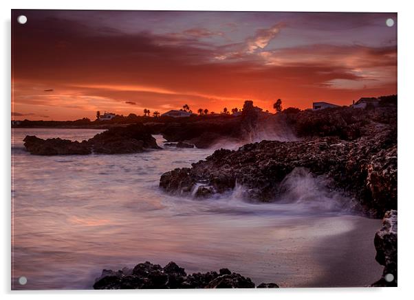  Sunset on the rocks Acrylic by David Schofield