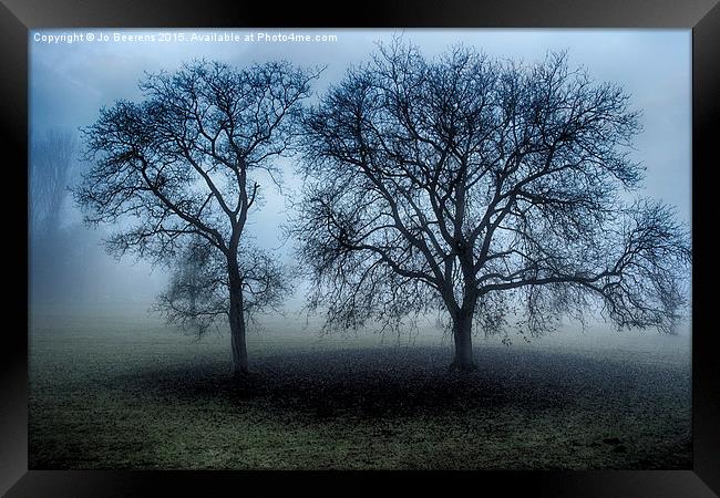 trees in the mist Framed Print by Jo Beerens