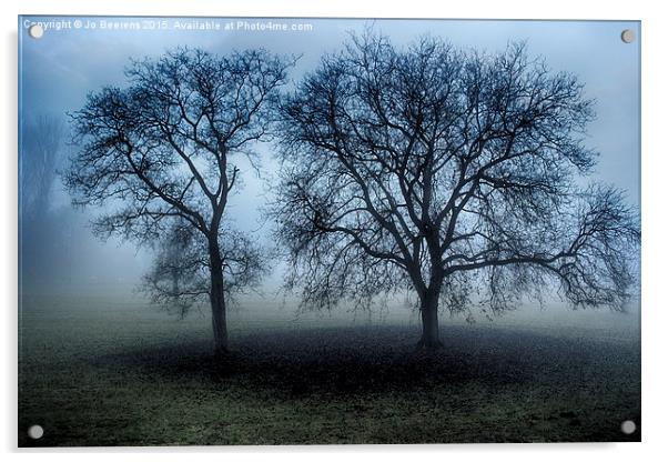 trees in the mist Acrylic by Jo Beerens