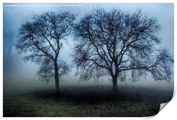 trees in the mist Print by Jo Beerens