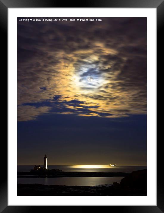 Moonrise over St Marys Island Framed Mounted Print by David Irving