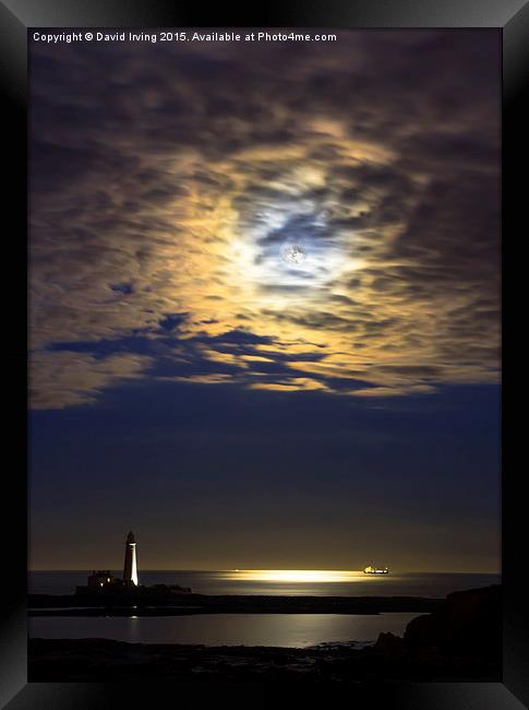 Moonrise over St Marys Island Framed Print by David Irving