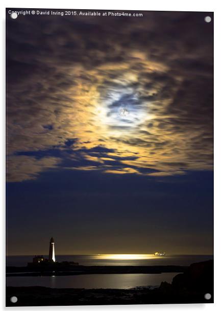 Moonrise over St Marys Island Acrylic by David Irving