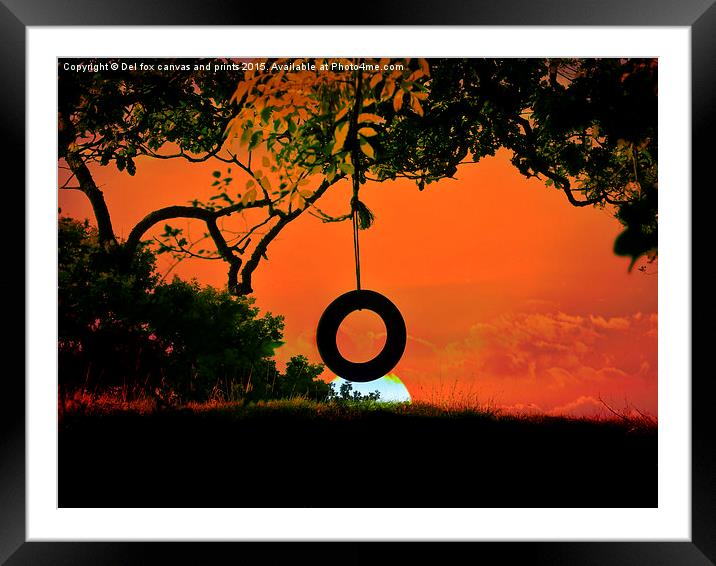 Tyre swing Framed Mounted Print by Derrick Fox Lomax