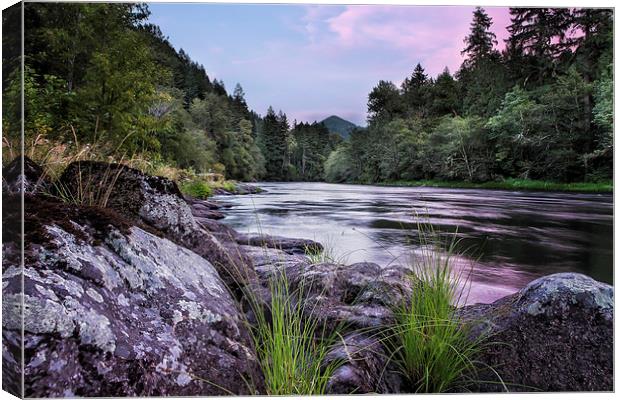  McKenzie River Just After Sunset Canvas Print by Belinda Greb
