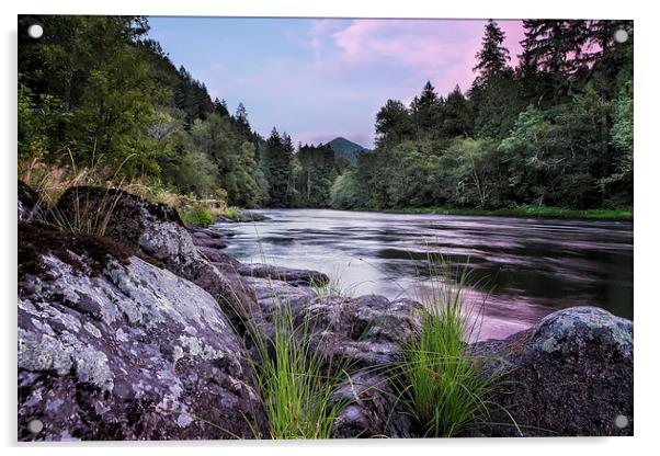  McKenzie River Just After Sunset Acrylic by Belinda Greb