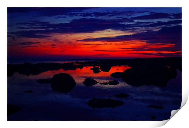  sunset reflection Print by jane dickie