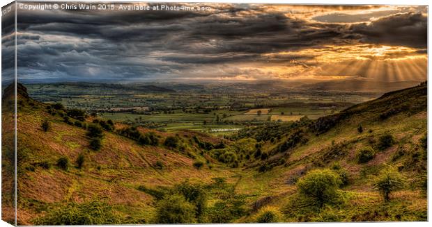  Sunrays over Montgomeryshire, Wales Canvas Print by Black Key Photography
